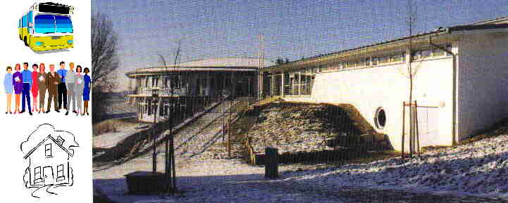 Ansicht Schule und Turnhalle Oberbergkirchen
