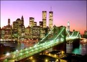 Brooklyn Brcke vor der Skyline von Manhattan