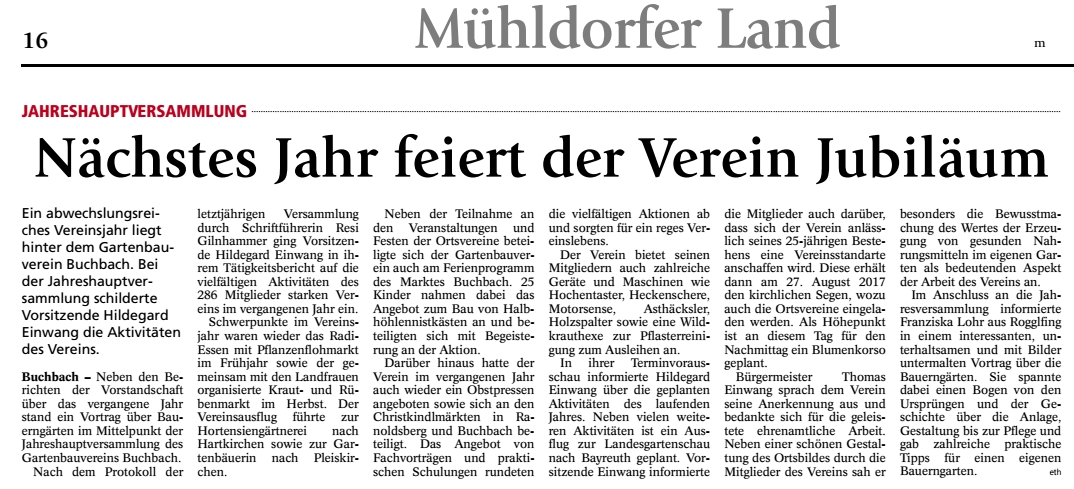 Pressebericht JHV 2016